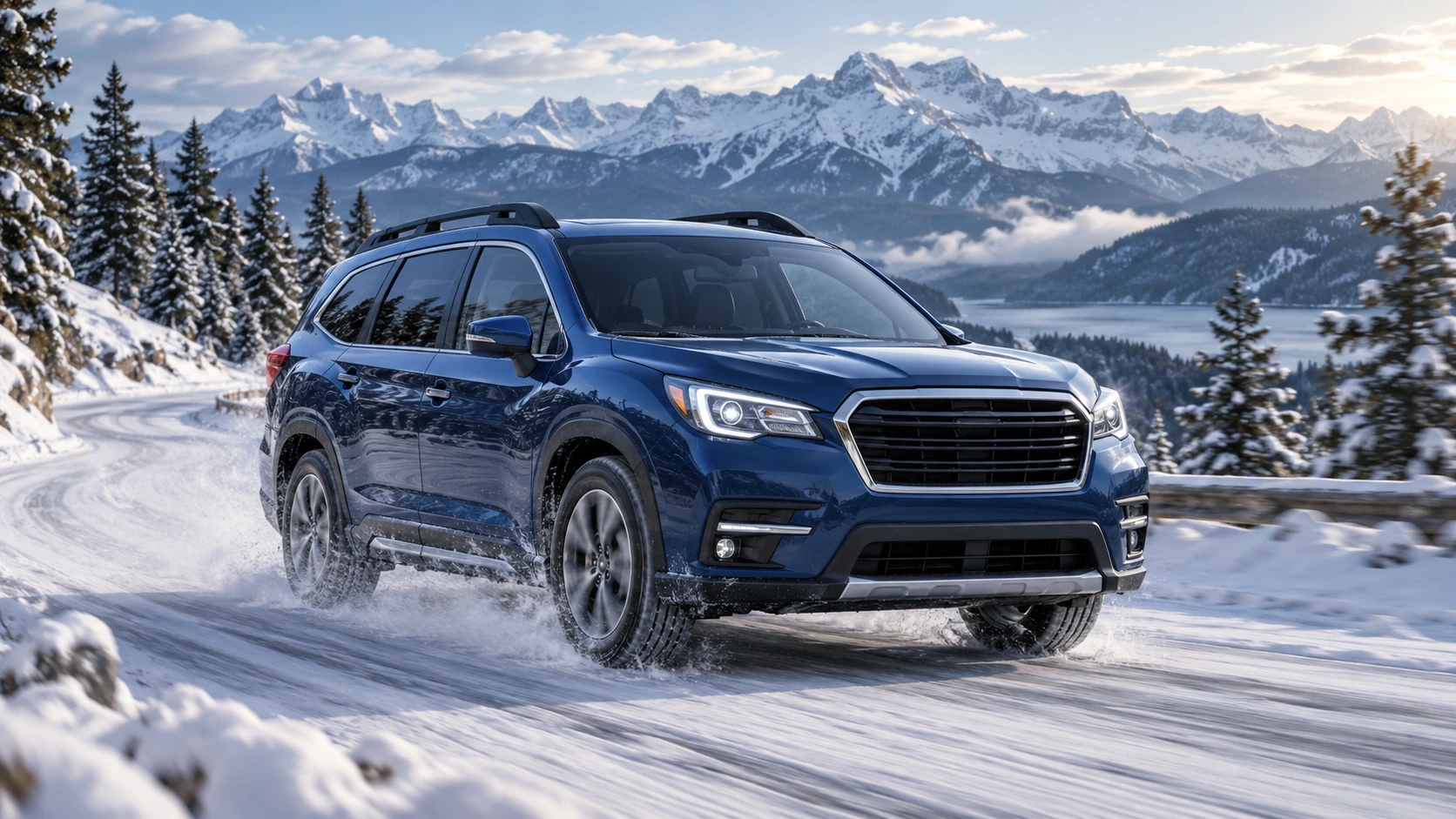 Subaru Ascent driving on a winter road
