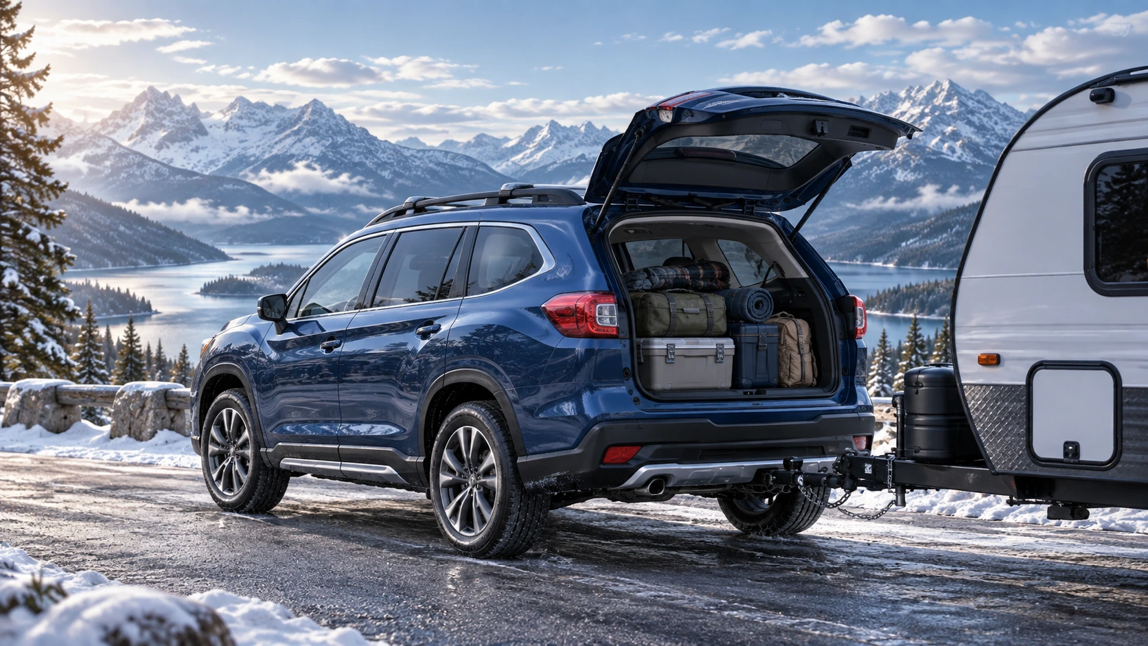 Subaru Ascent with cargo and trailer