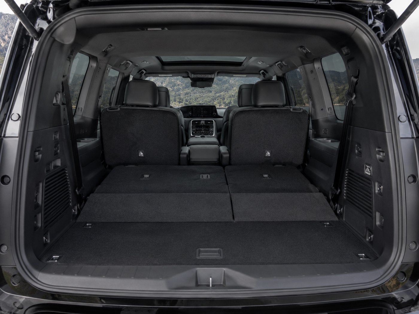 Nissan Armada cargo area with rear seats folded
