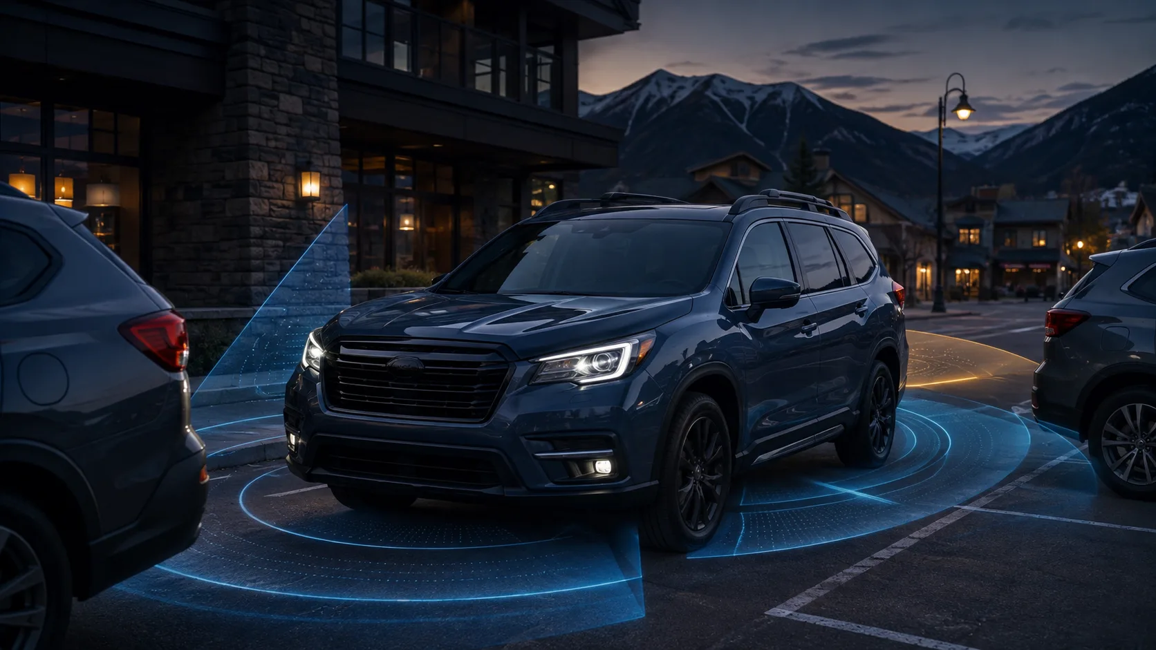 SUV with abstract parking sensor zones