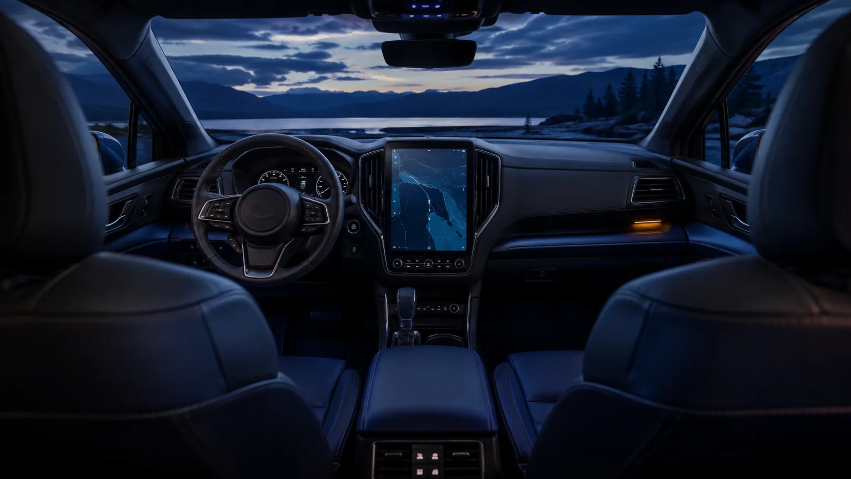 Modern SUV dashboard with portrait touchscreen