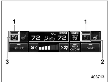 Subaru Ascent front seat ventilation controls and airflow indicators