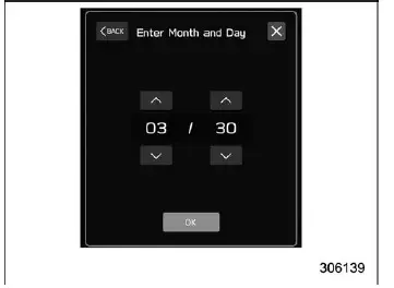 Subaru Ascent date selection screen