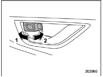 Subaru Ascent interior door lock lever operation lock and unlock positions