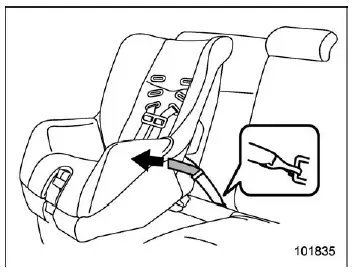 Subaru Ascent tightening child restraint system into seat cushion using LATCH straps